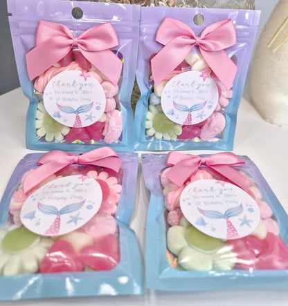 Mermaid inspired sweet bags - Party favours - Birthday - Treat Bags - Mermaid party- prefilled party bags- personalised party favours