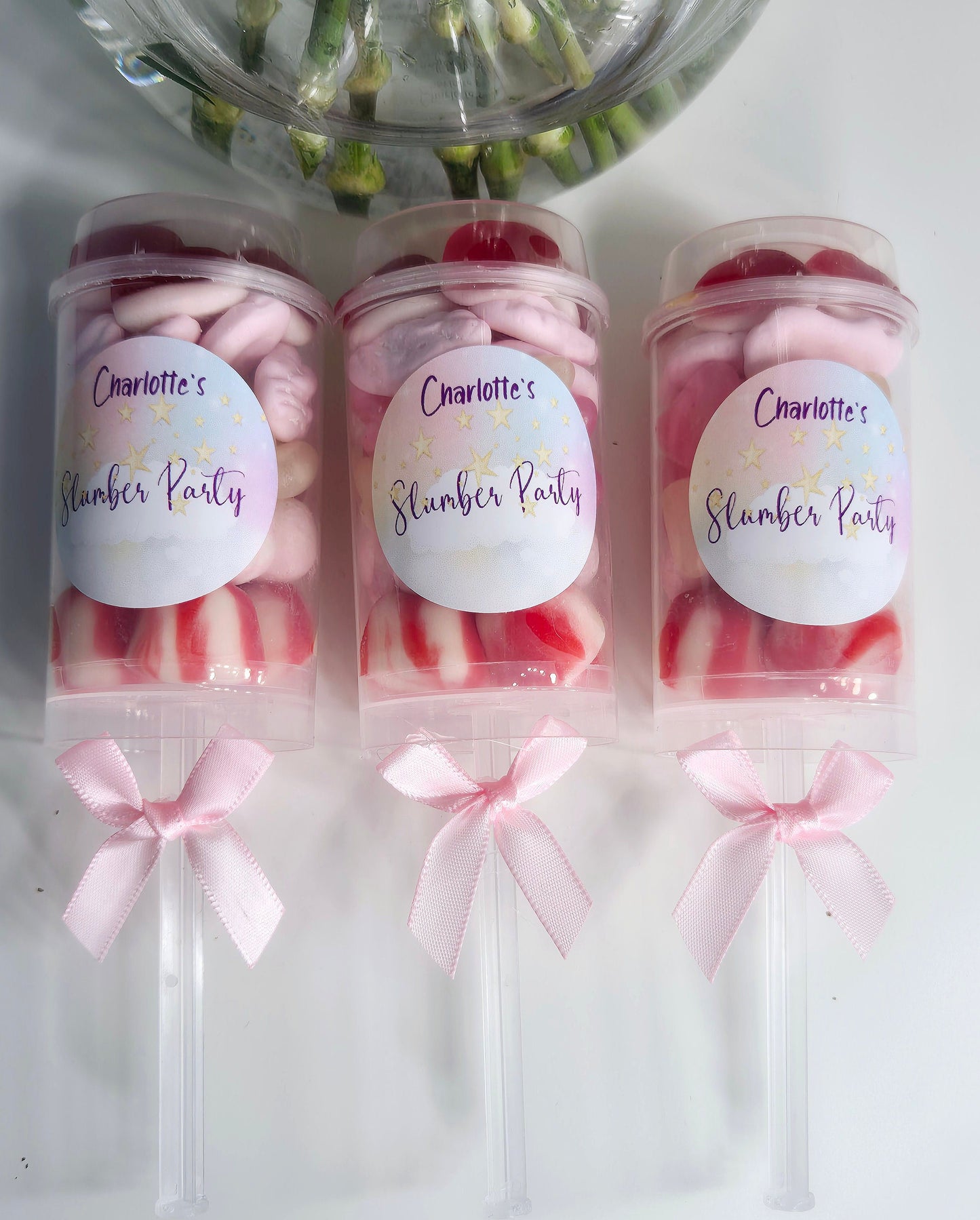 Sweet push pops- Sweets- Party Favours- postal sweets- sweet favours- birthday parties - sleepover push pop -sleepover party