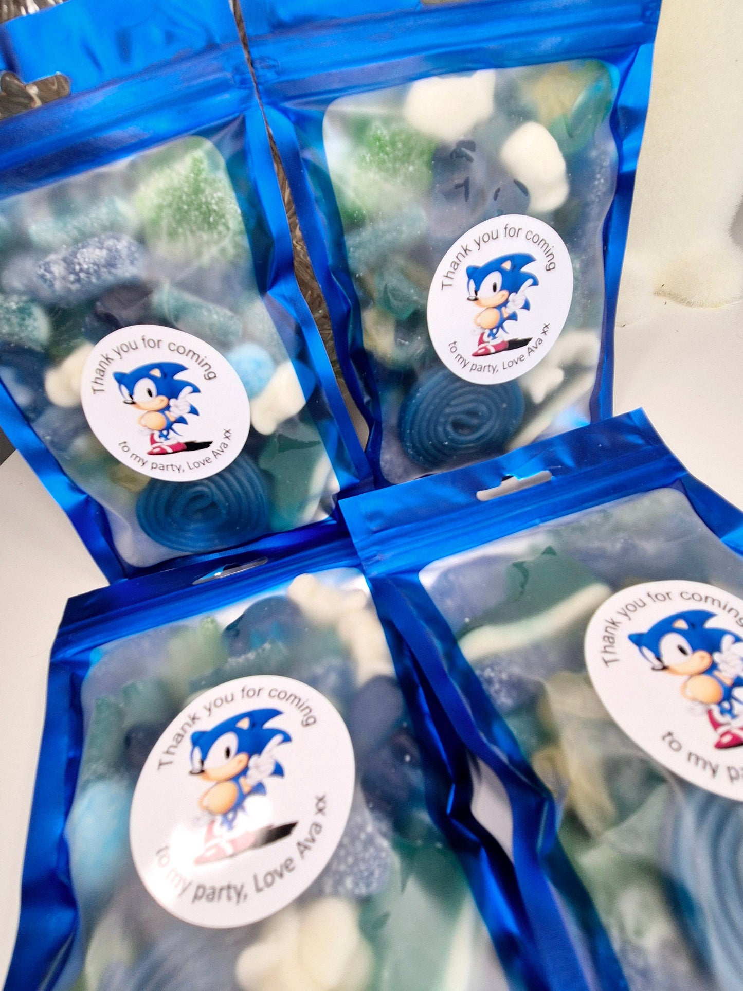 Sweet bags - Sonic sweet pouches - Personalised filled sweet bags - Birthday party favours