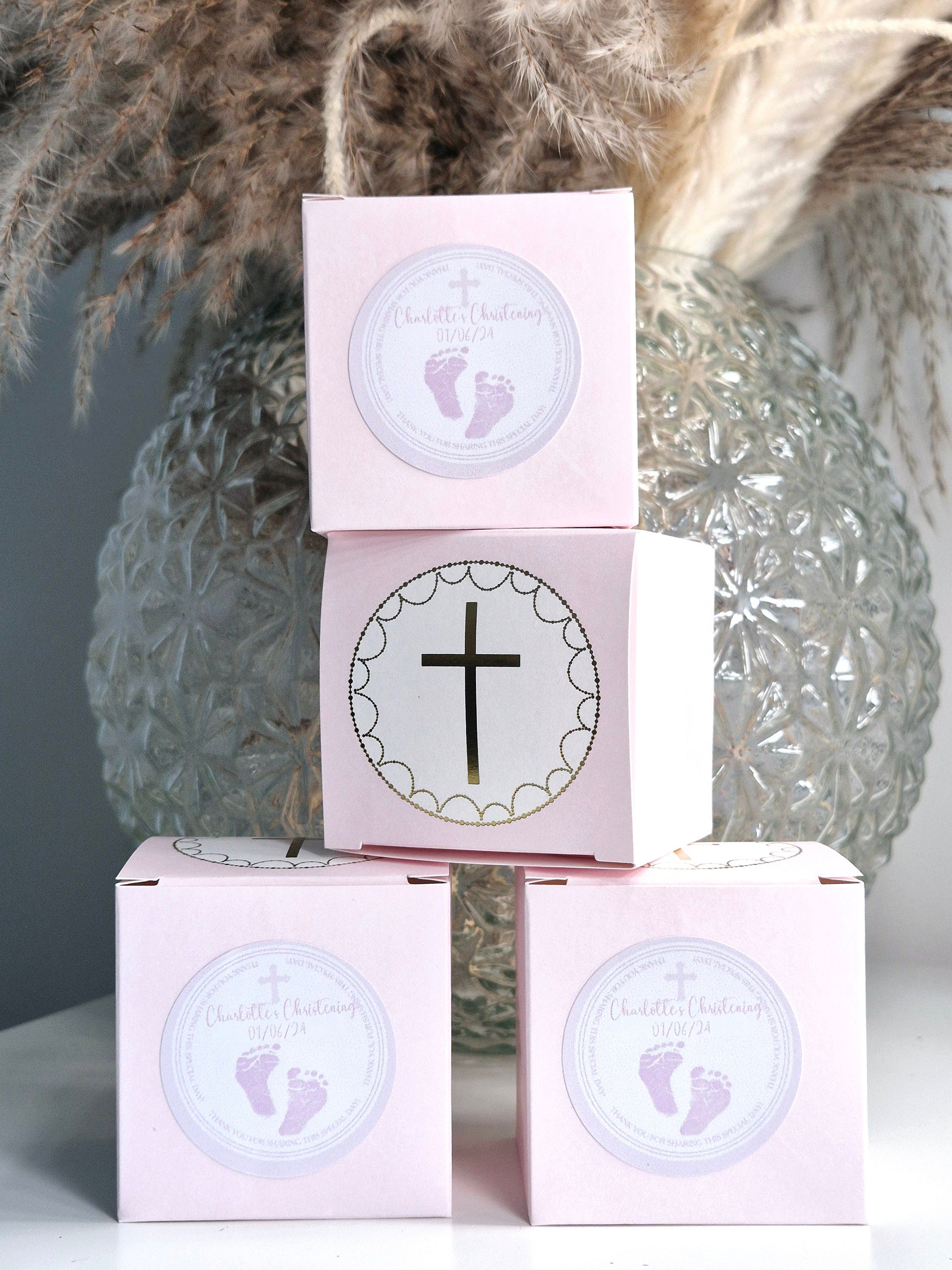 Christening sweet favours - Sweet Boxes- Pink sweet favours- Baptisim favours - Baptism Sweets