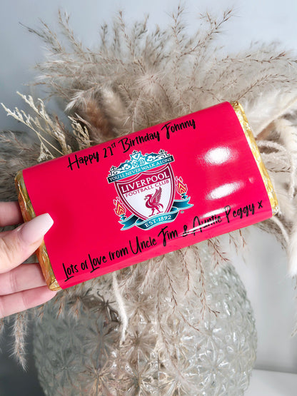 Personalised football chocolate bars for all occasions.