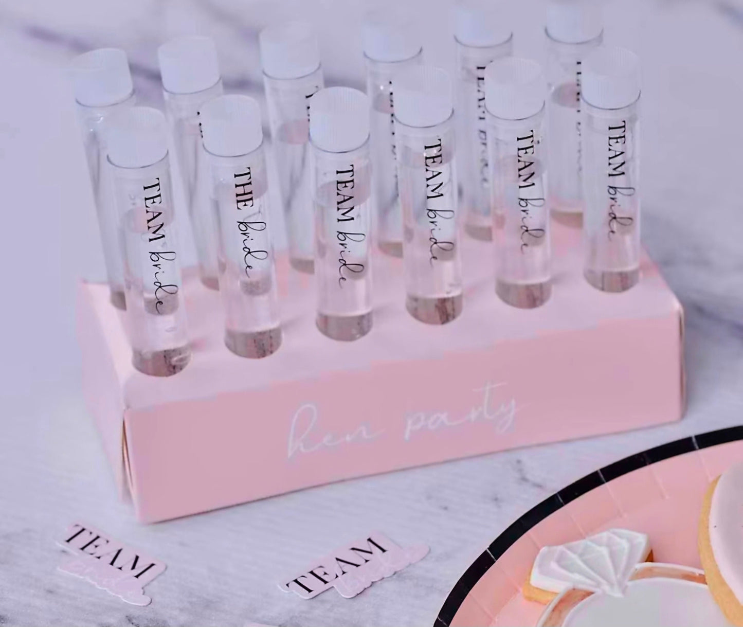 Team Bride Hen Party Shots Tray - Hen Night Decorations - Bridal Shower Party Shots - Hen Drinks - Party Decorations-Pack Of 12