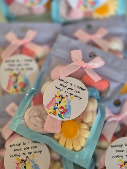 princess themed Party bags - sweet favours - sweet bags - sweet pouches - birthday