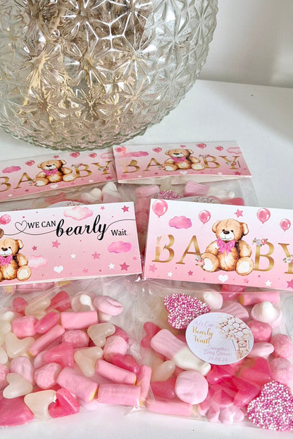 Personalised baby shower bags- baby girl - can bearly wait- sweet bag - Baby shower