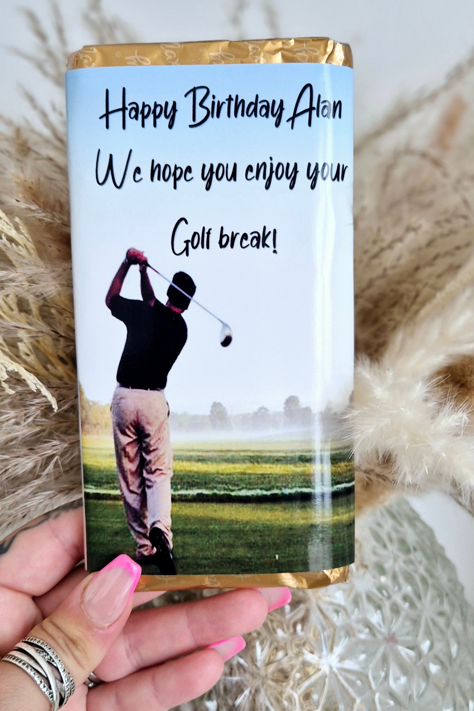 Golf inspired chocolate bar - Personalised chocolate bar - Birthday