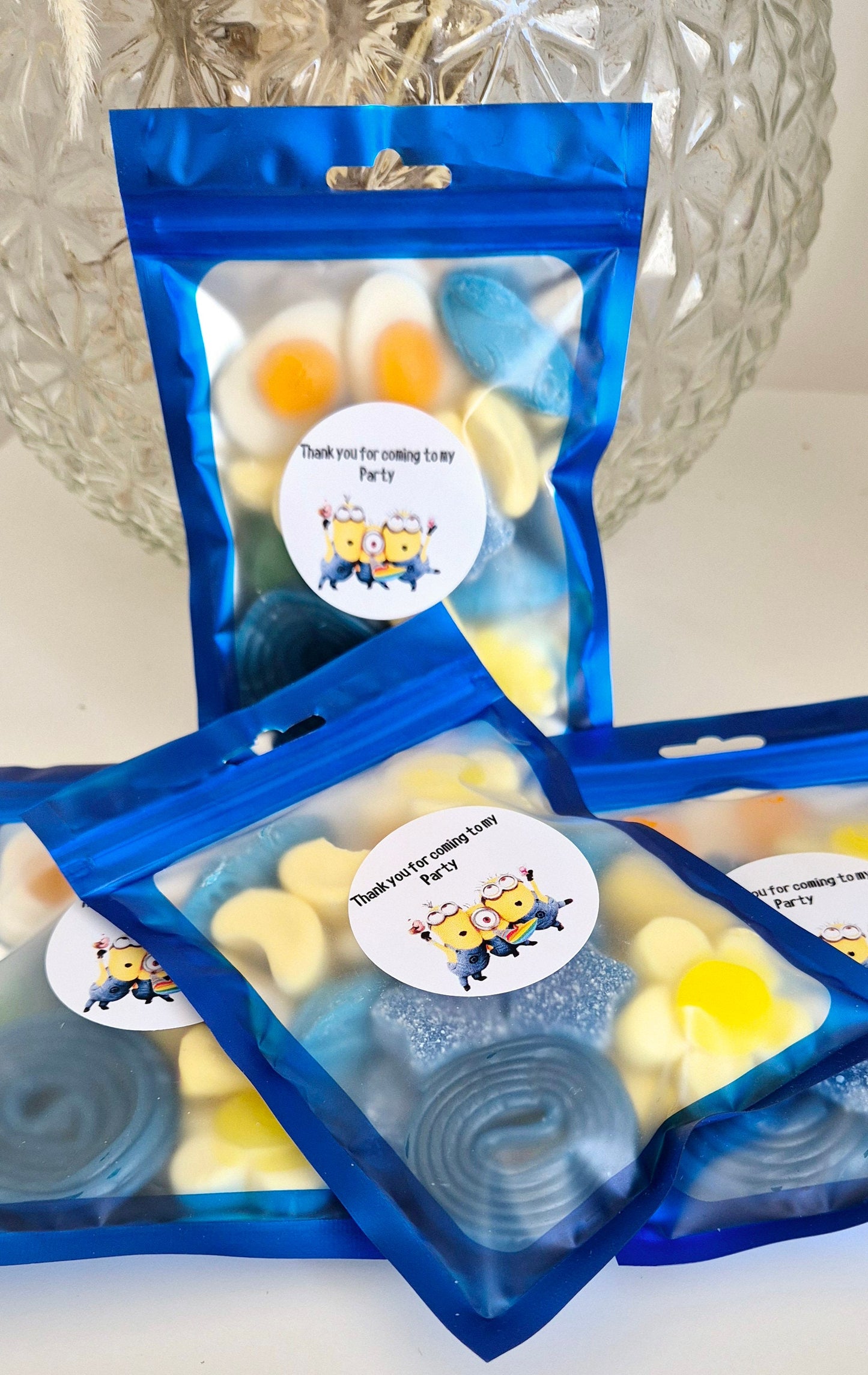 Dispicable inspired sweet bags- Party favours - Birthday - Party bags- yellow/blue Theme- Minion-bags