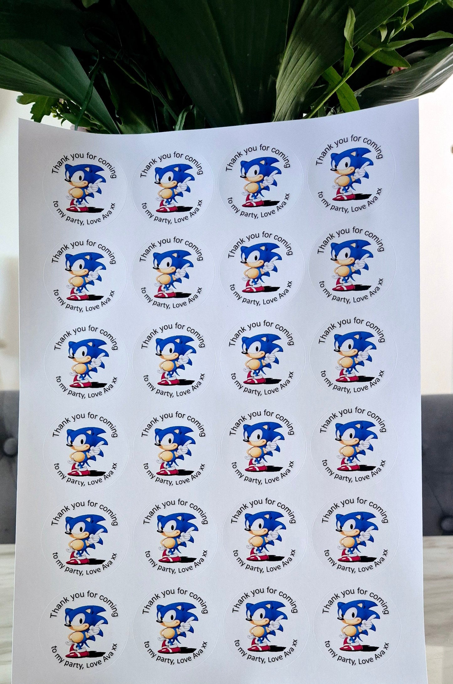 SONIC-inspired stickers- 24 Glossy Sonic-inspired themed stickers- 45mm circular stickers a4 sheet - 24 in total