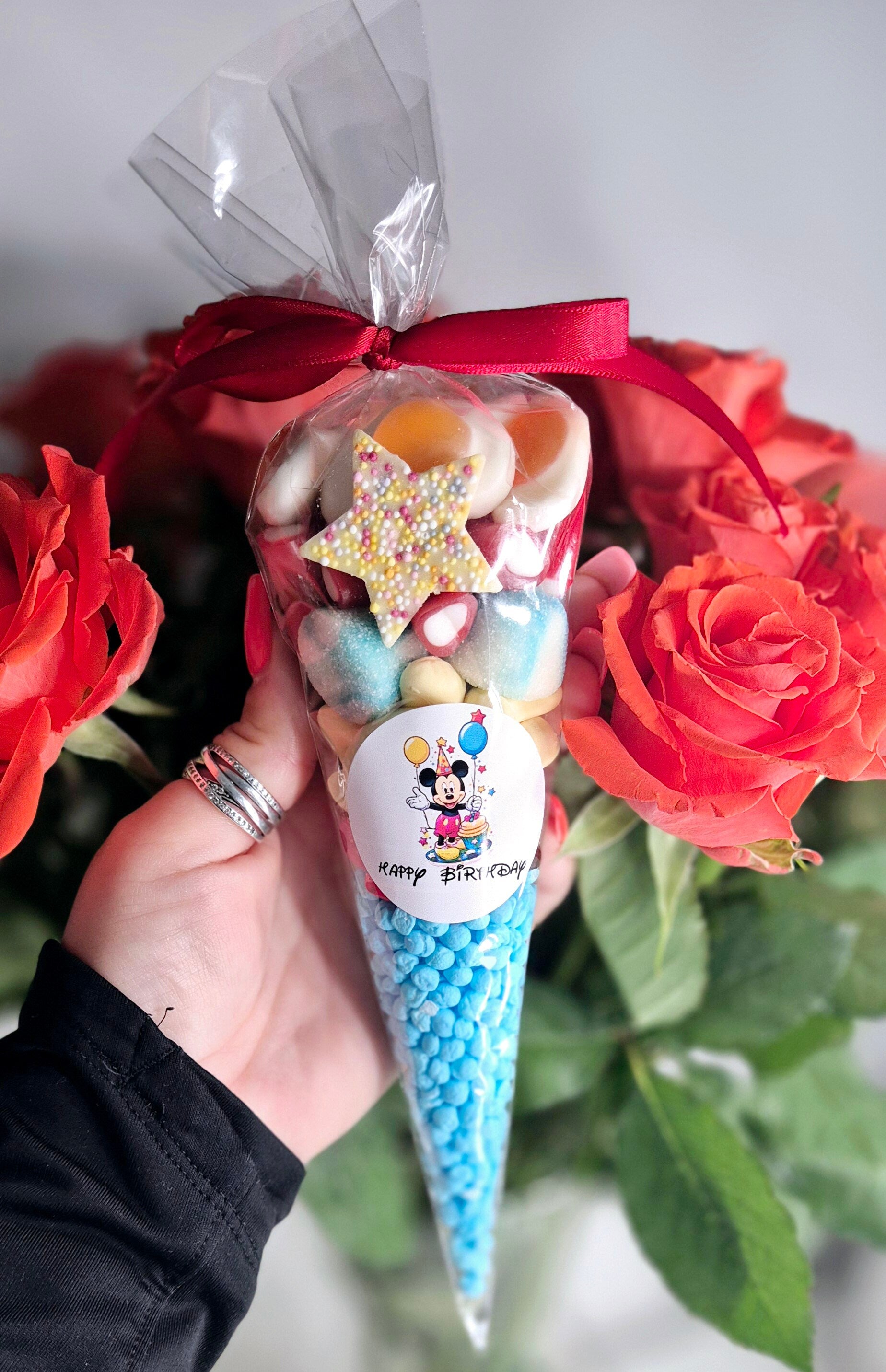 Mickey inspired sweet cones - Party Favours- prefilled sweetcones