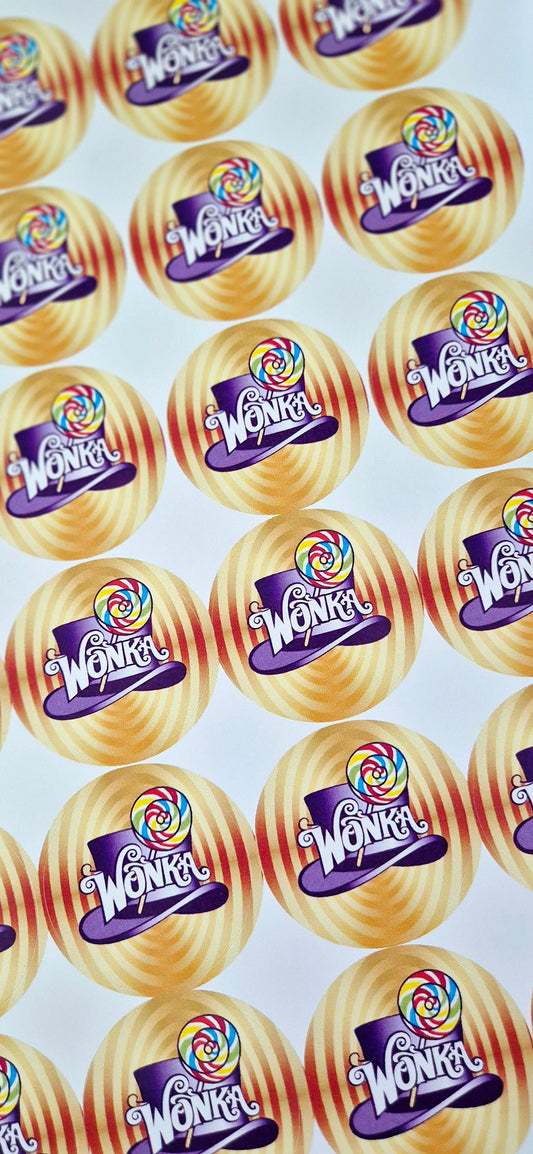 WONK A inspired stickers- 24 Glossy Wonk A stickers- 45mm circular stickers a4 sheet - 24 in total