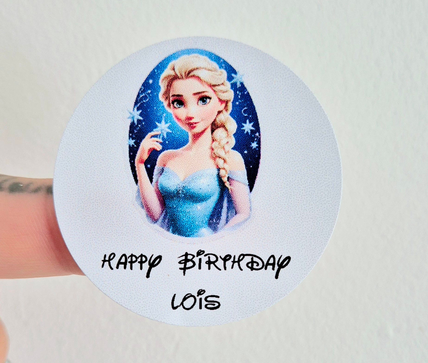 LET it go inspired stickers- 24 Glossy stickers- 45mm circular stickers a4 sheet - 24 in total