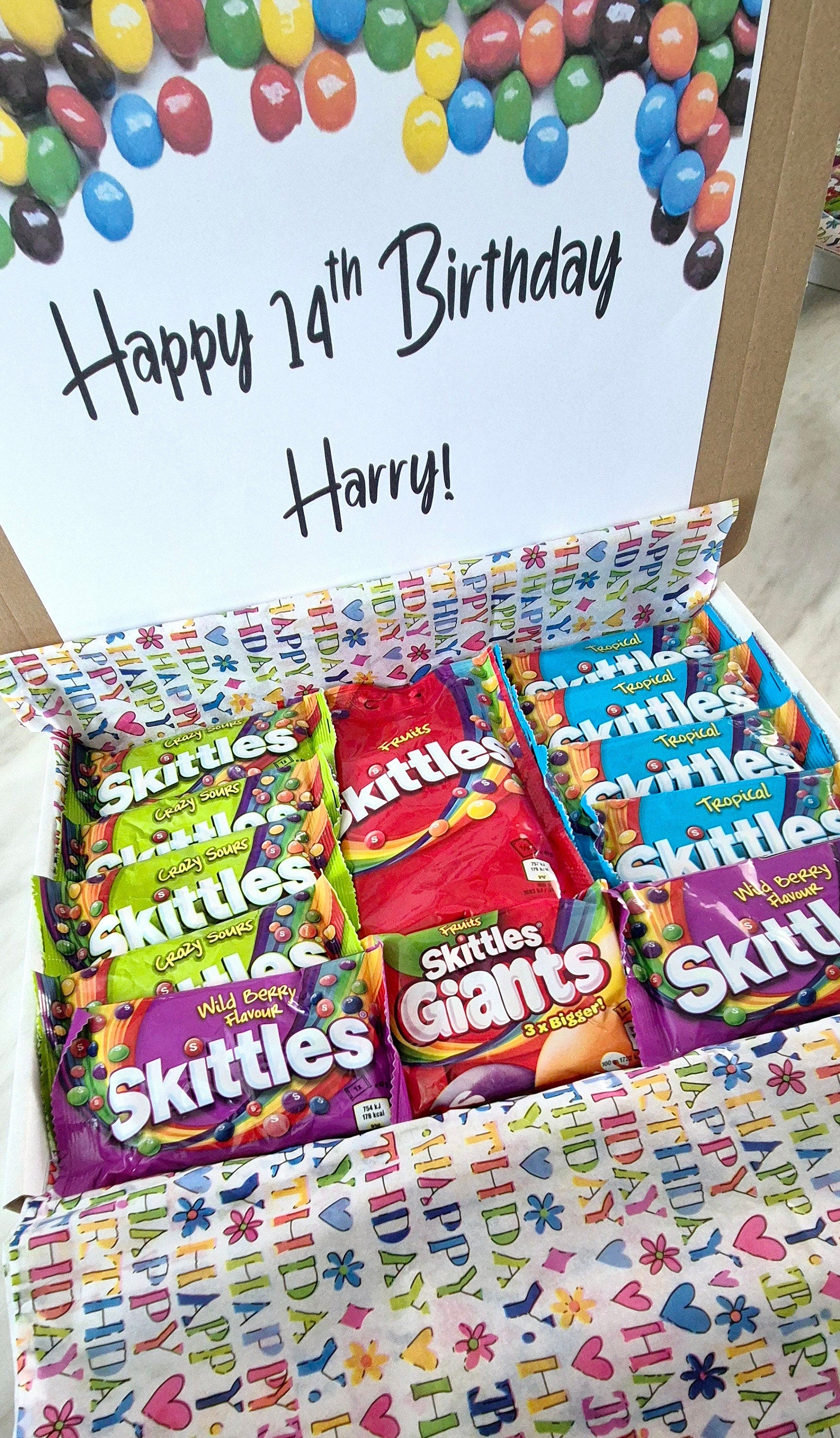 Letterbox gift- skittles gift - Birthday letterbox- sweet gift - sweets occasions - personalised gift