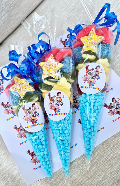 Friend in me themed party cones- Party - Sweet Favours- party favours- friend In me prefilled cones - Toy-štory inspired