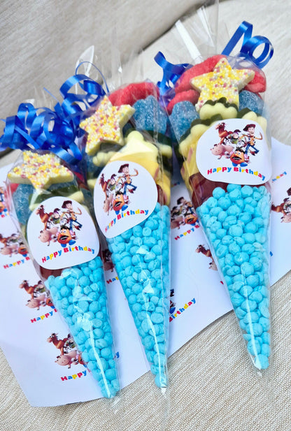 Friend in me themed party cones- Party - Sweet Favours- party favours- friend In me prefilled cones - Toy-štory inspired