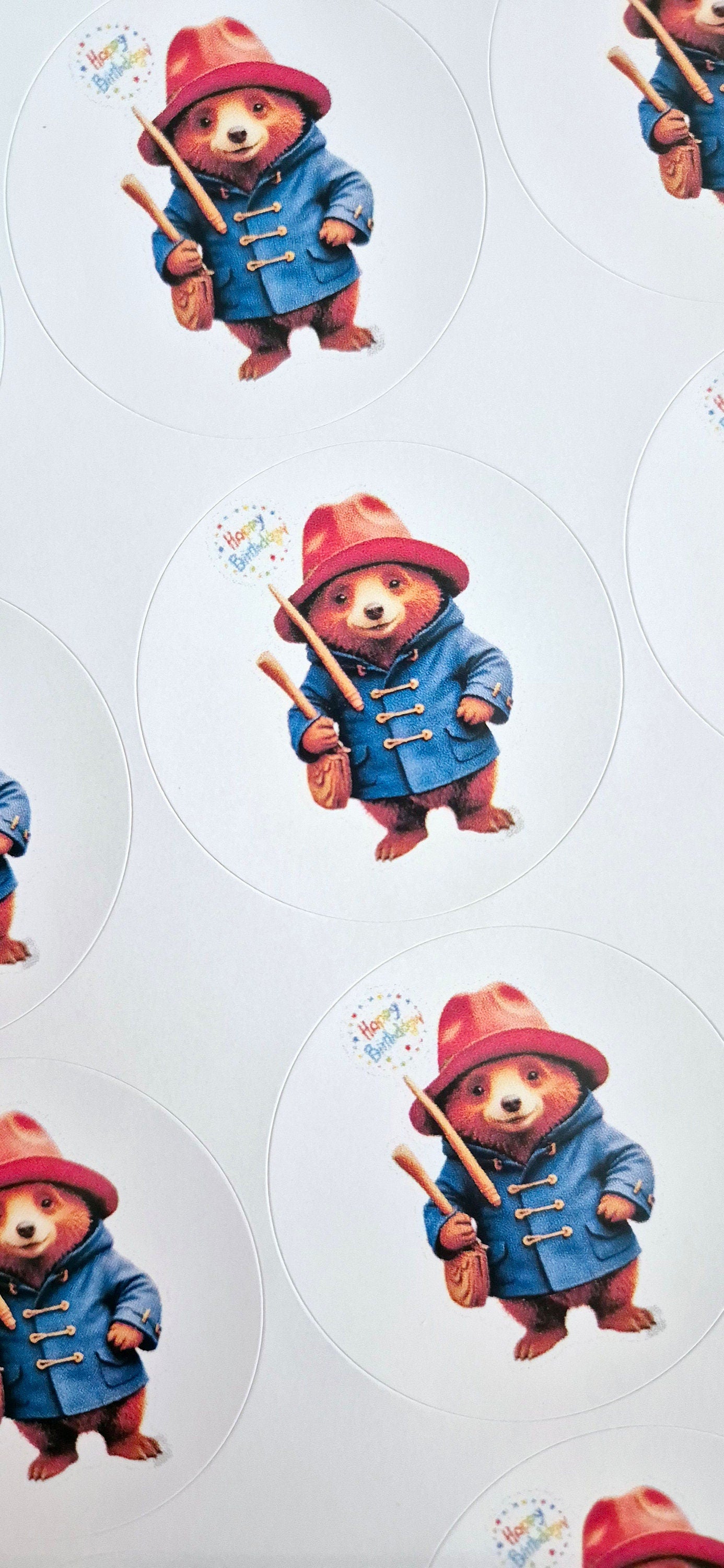 Paddington stickers - Sheet of 24 circular stickers - Paddington inspired