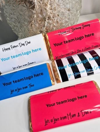 Personalised football chocolate wrapper for all occasions.