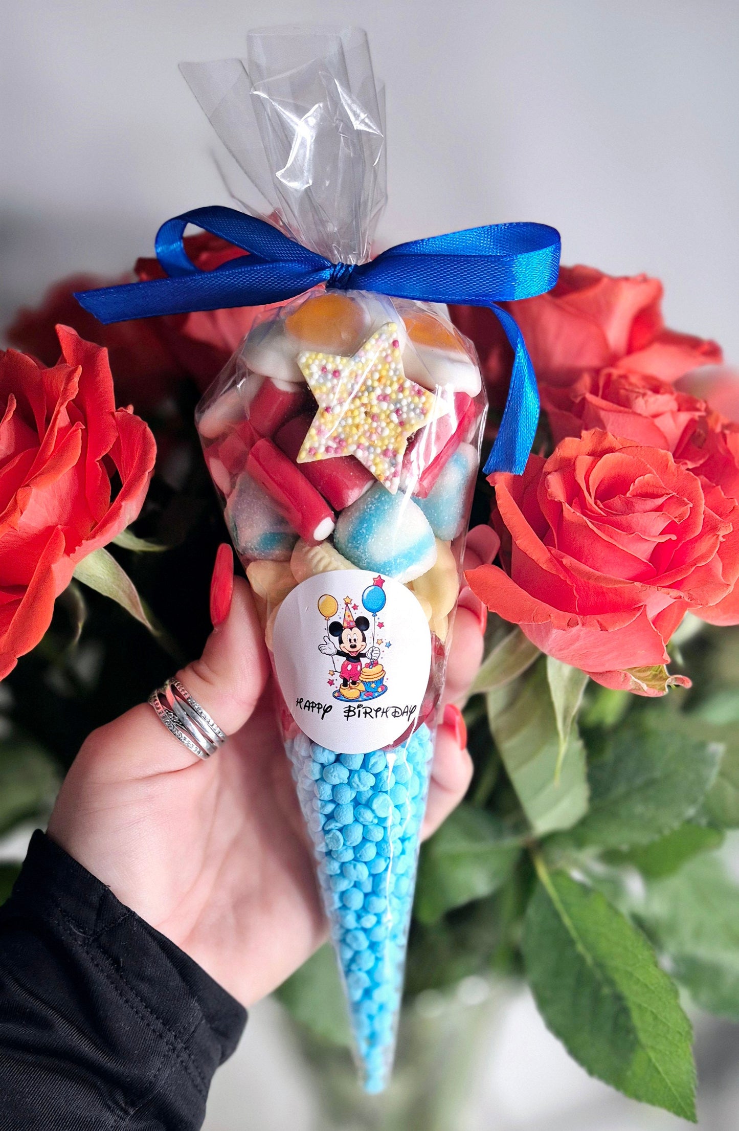 Mickey inspired sweet cones - Party Favours- prefilled sweetcones