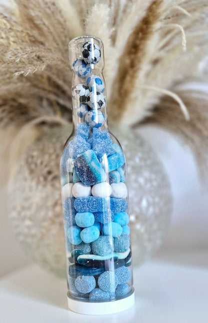 Football sweet bottle - football fan - Sweet Bottle - Birthday Gift -celebrations - Blue sweets- Blue team