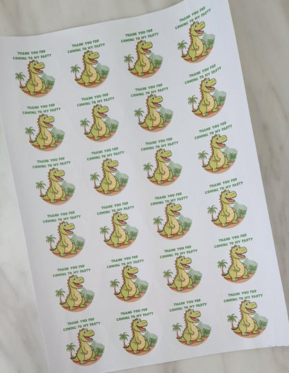 Dinosaur inspired stickers - Sheet of 24 circular stickers -