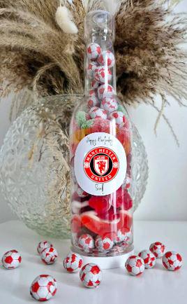 Football sweet bottle - football fan - Sweet Bottle - Red Team - Birthday Gift -celebrations - Red sweets