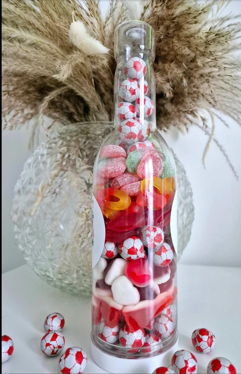 Football sweet bottle - football fan - Sweet Bottle - Red Team - Birthday Gift -celebrations - Red sweets