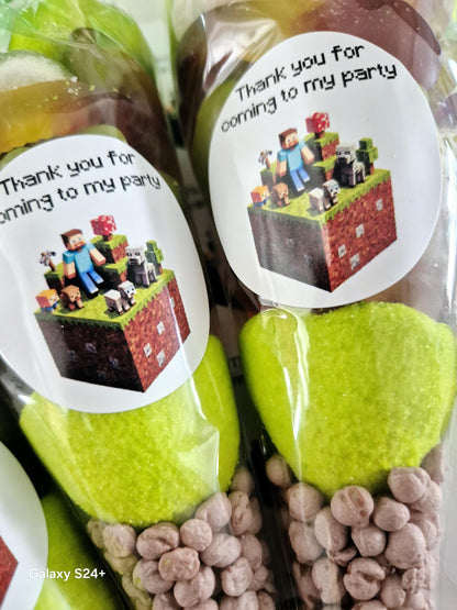 Mine craft-inspired sweet party cones - prefilled