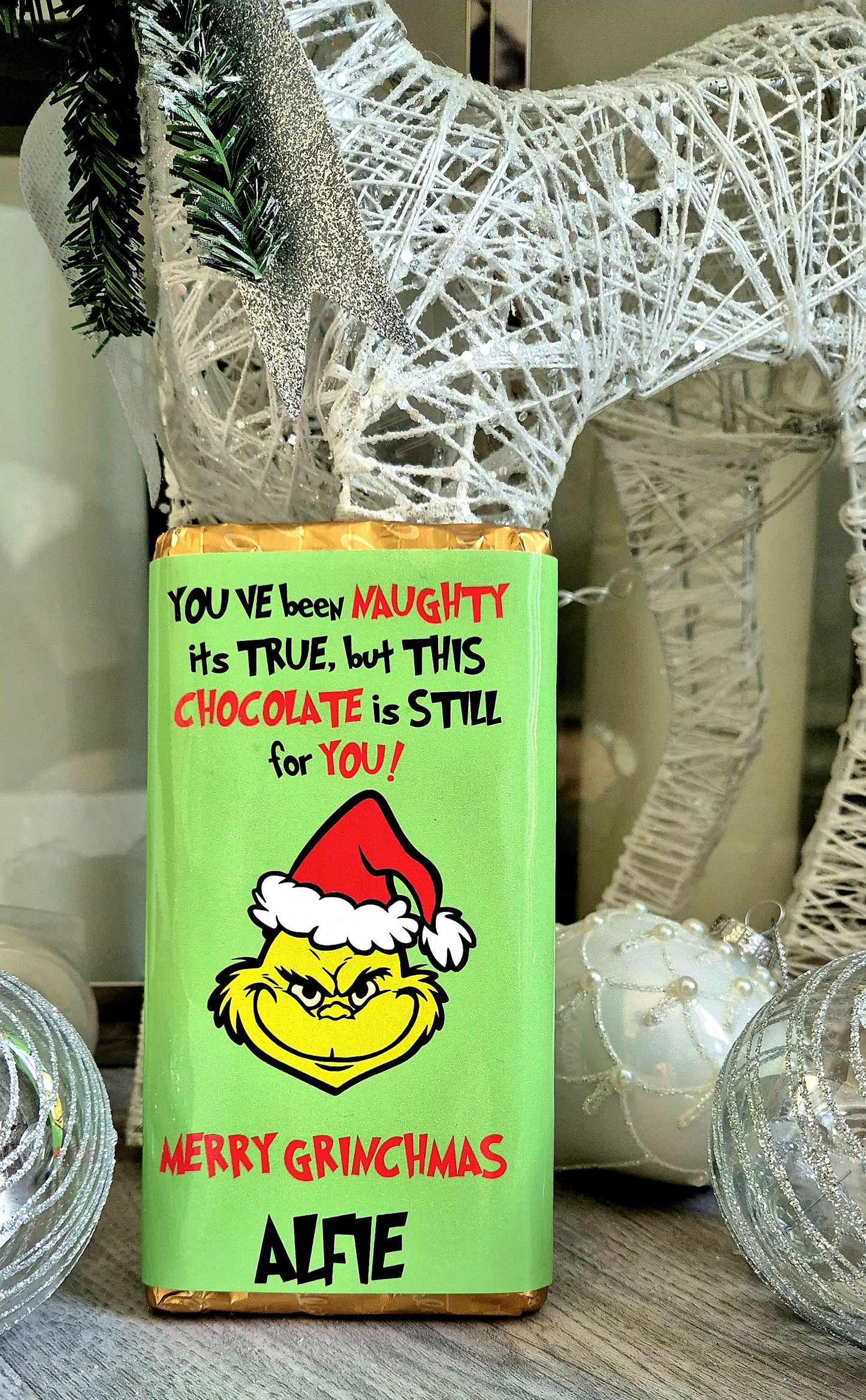 Personalised Grinch-mas chocolate bar