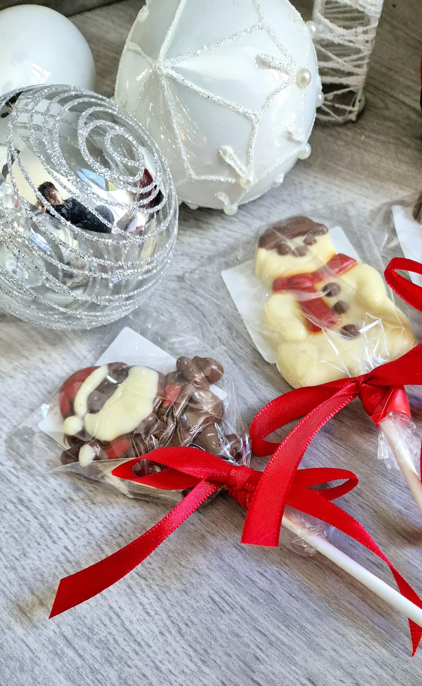 Chocolate themed Christmas lolly- Santa- Reindeer- Snowman