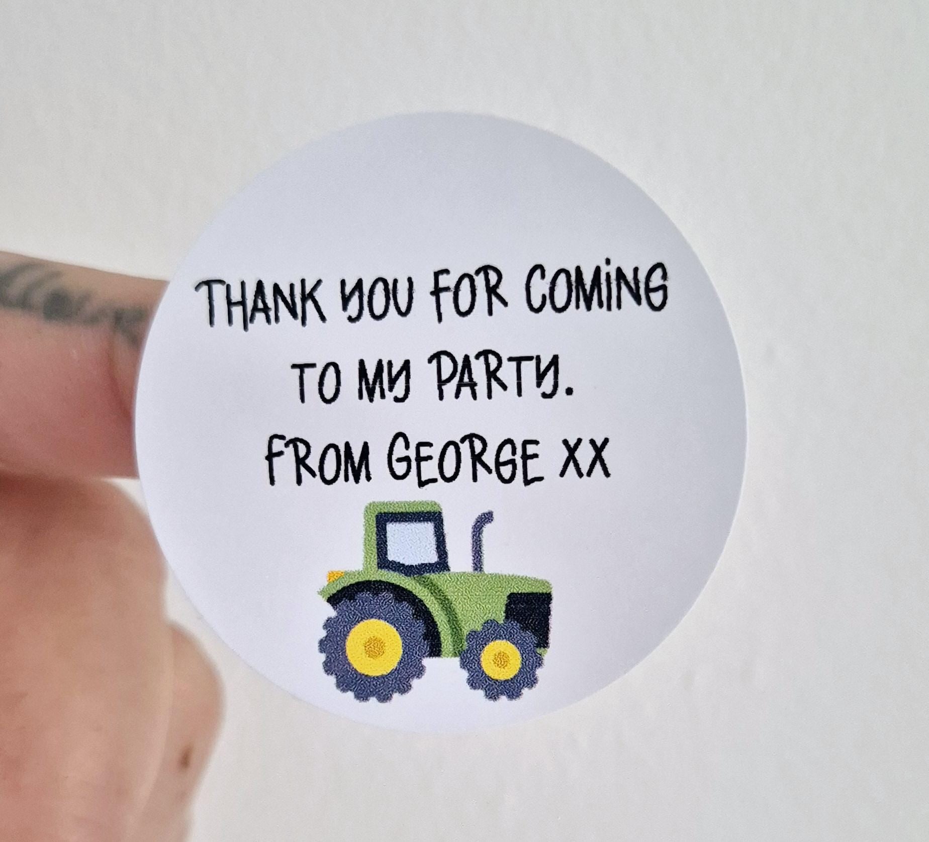 Tractor inspired stickers- Tractor themed 24 Glossy Sostickers- 45mm circular stickers a4 sheet - 24 in total