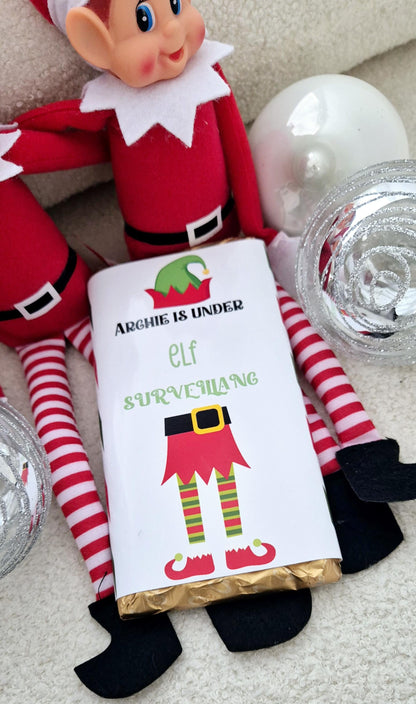 Personalised Christmas elf surveillance chocolate bar