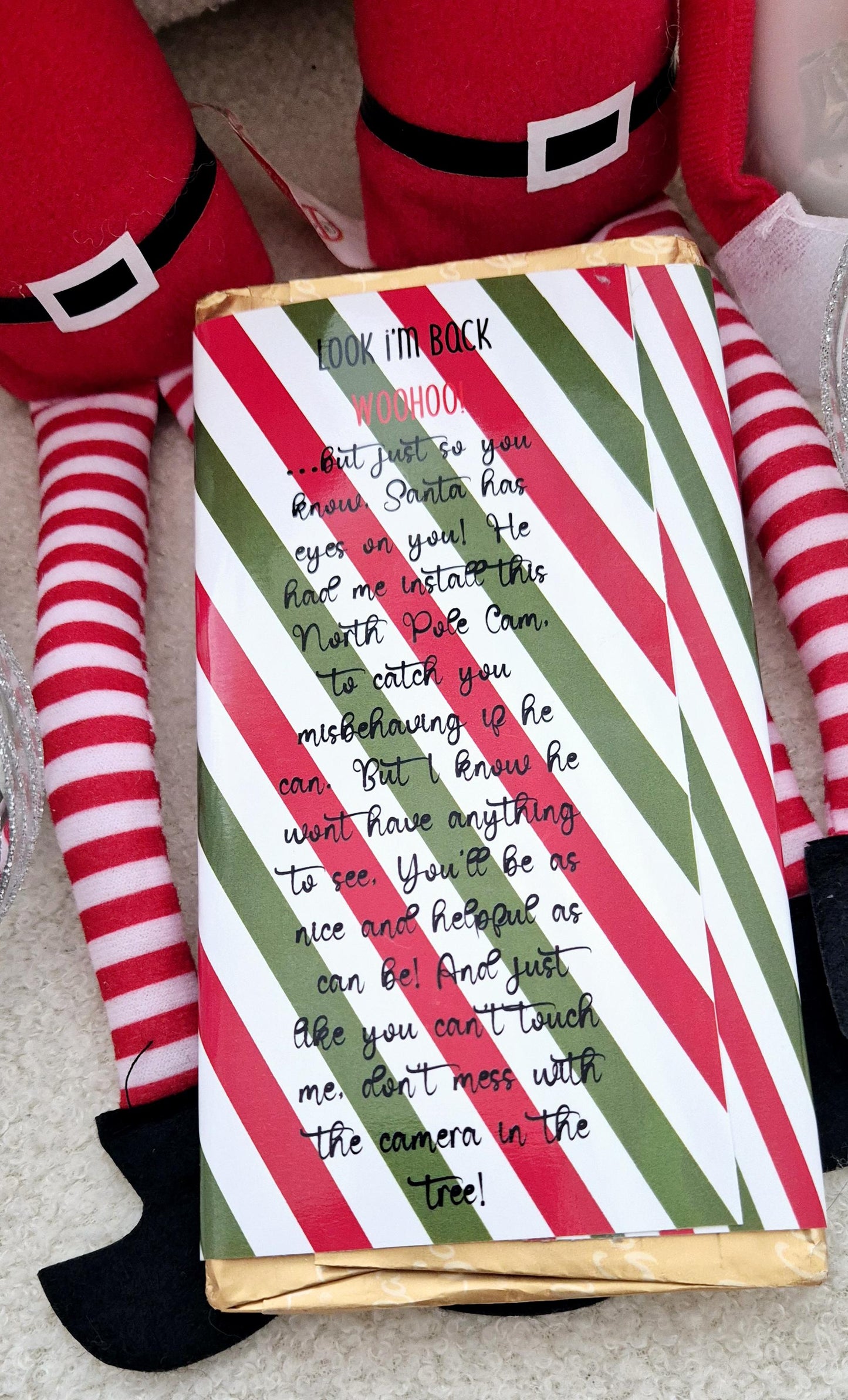 Personalised Christmas elf surveillance chocolate bar