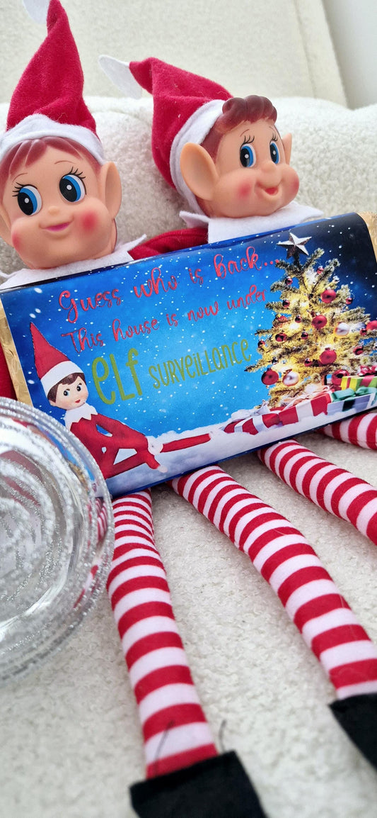 Personalised Christmas elf surveillance chocolate bar