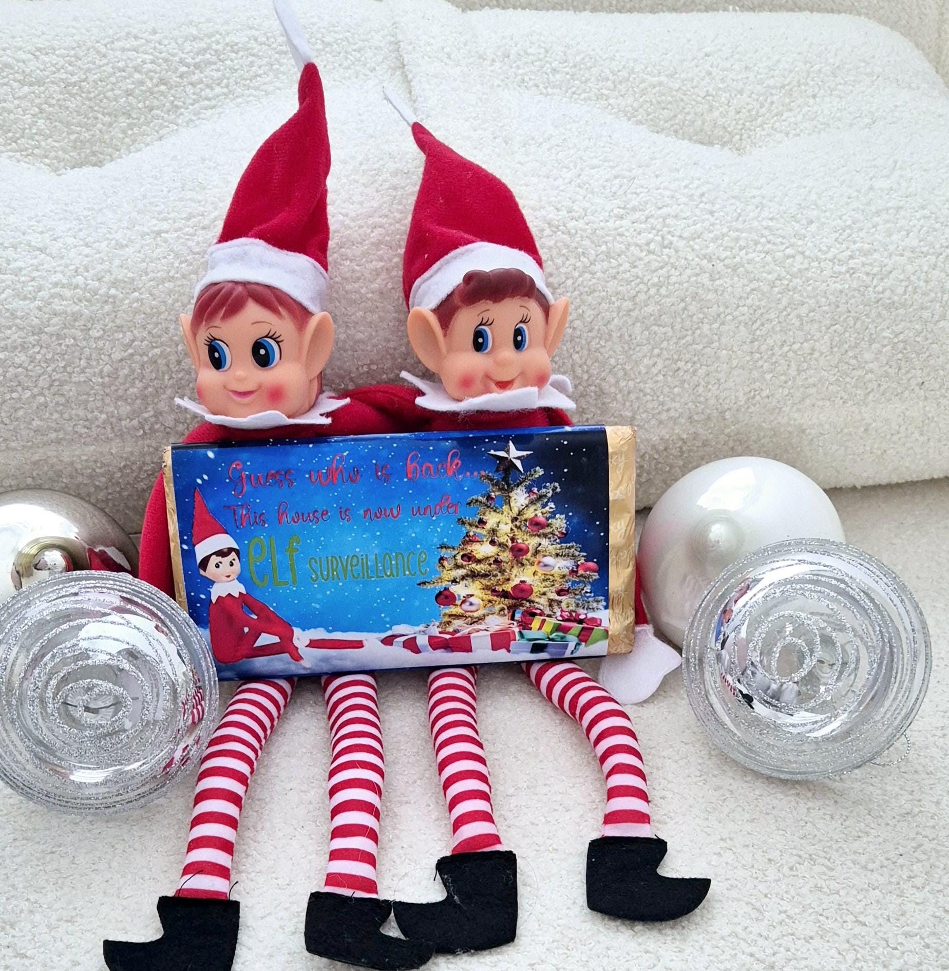 Personalised Christmas elf surveillance chocolate bar