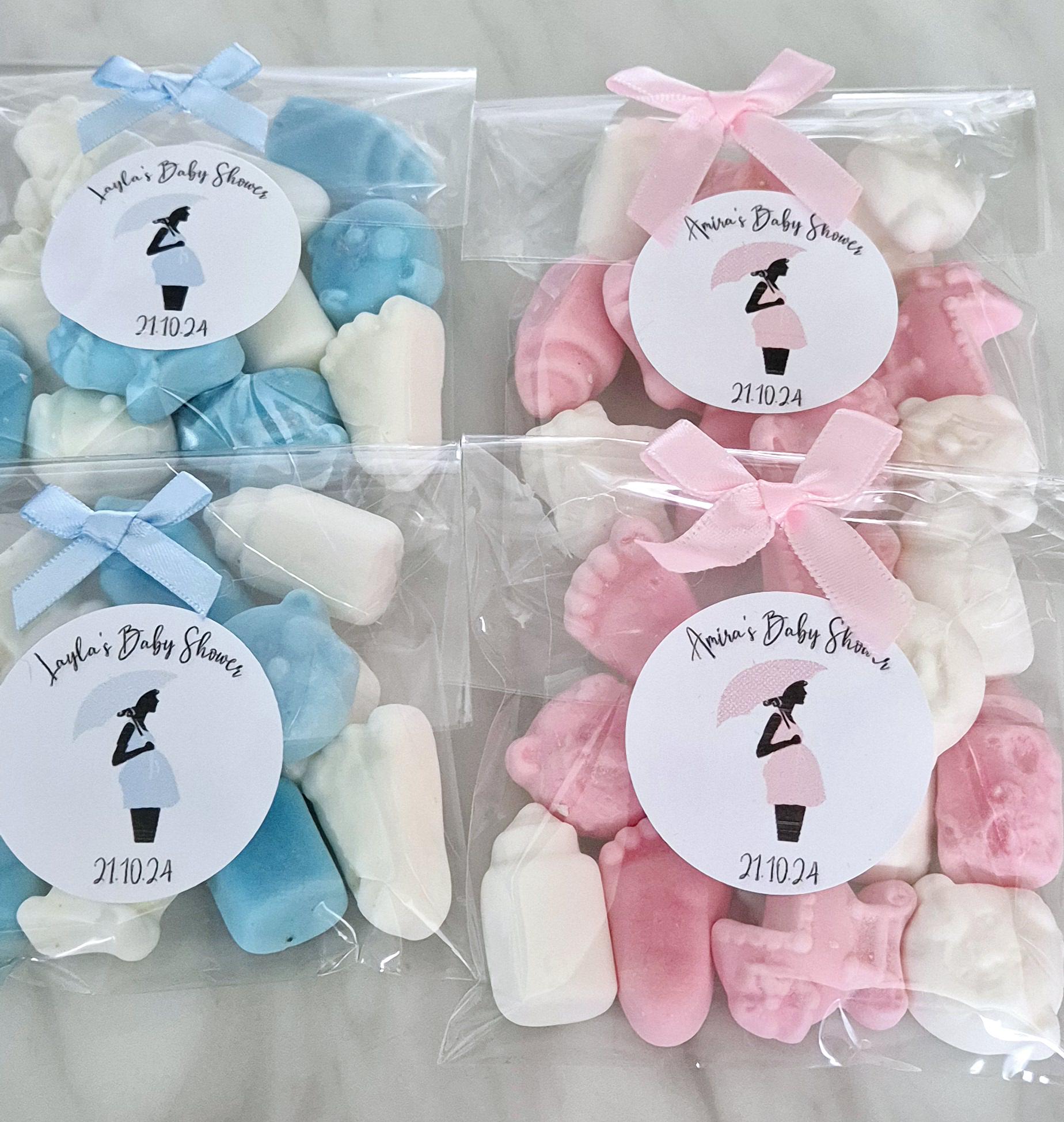 Baby shower sweet favours- Gender reveal sweet bags- personalised baby shower favours