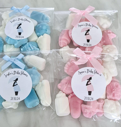 Baby shower sweet favours- Gender reveal sweet bags- personalised baby shower favours