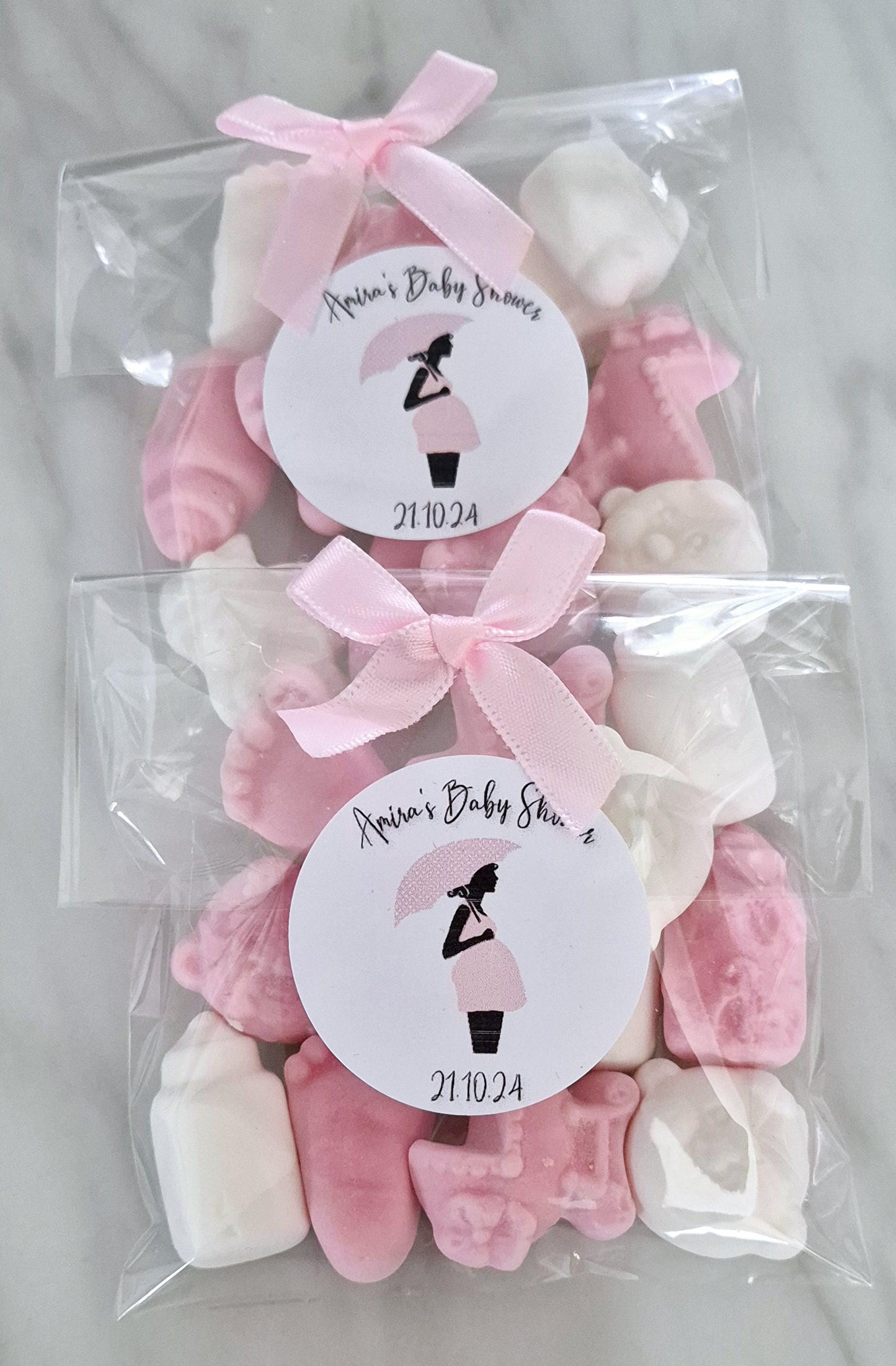 Baby shower sweet favours- Gender reveal sweet bags- personalised baby shower favours