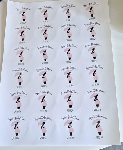 Baby shower personalised stickers