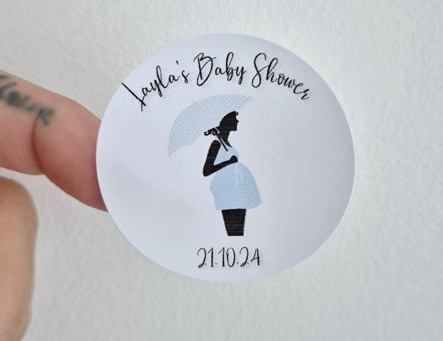 Baby shower personalised stickers