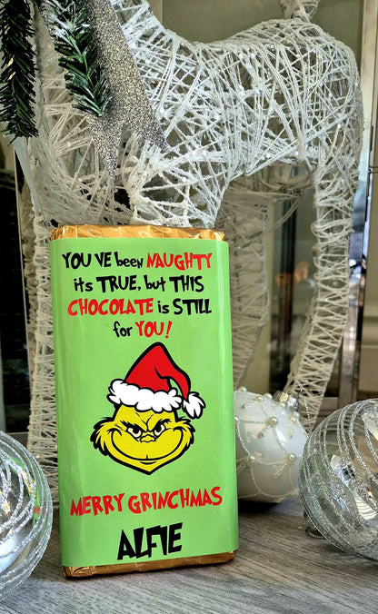 Personalised Grinch-mas chocolate bar