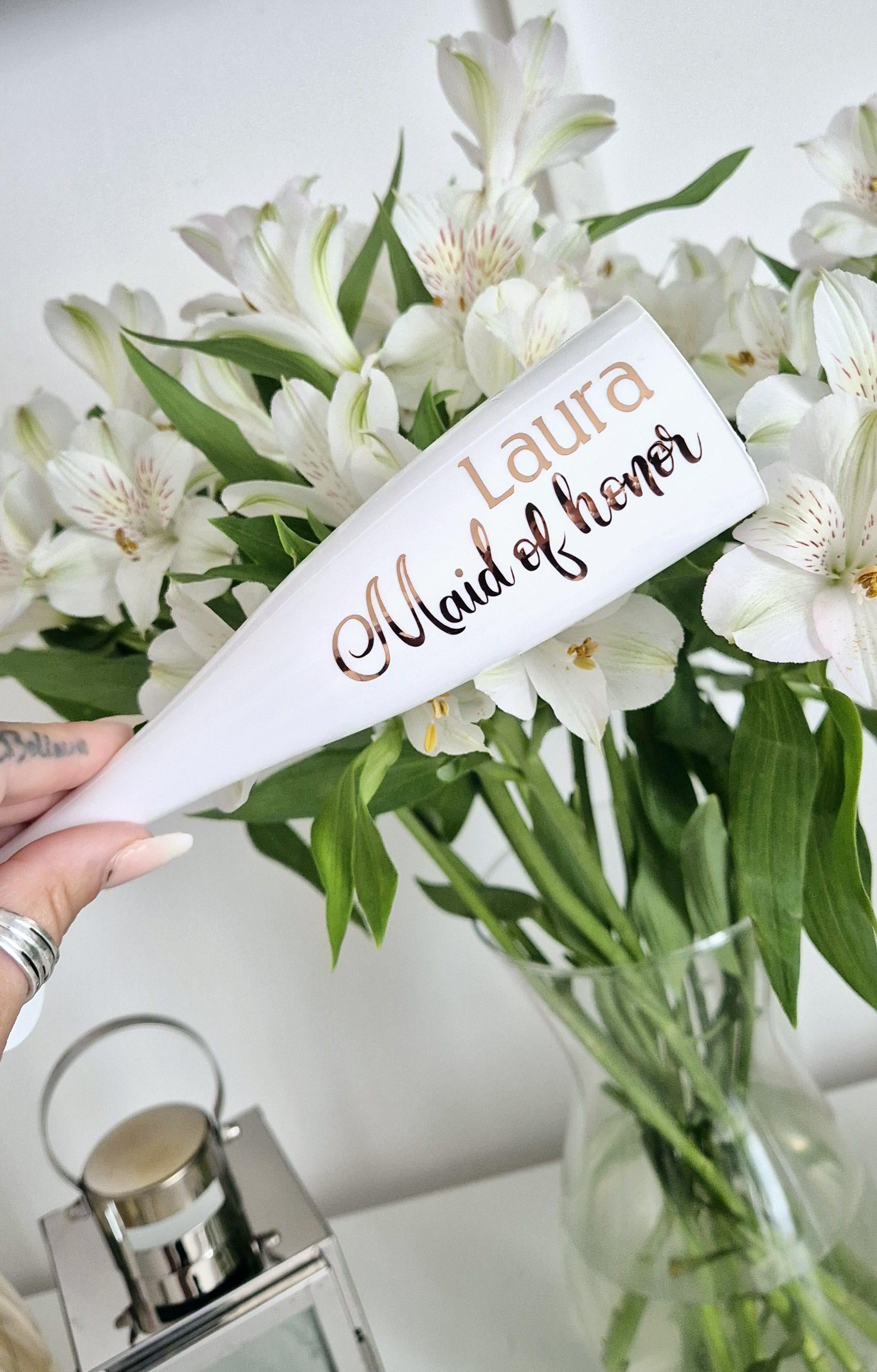 Personalised white Champage Flute- prom.gift- bridal gift- Hen party - Wedding - Plastic champange flutes