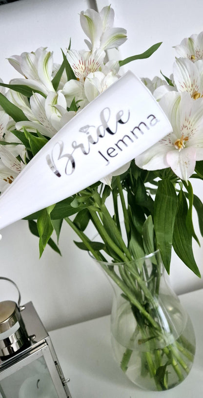 Personalised white Champage Flute- prom.gift- bridal gift- Hen party - Wedding - Plastic champange flutes