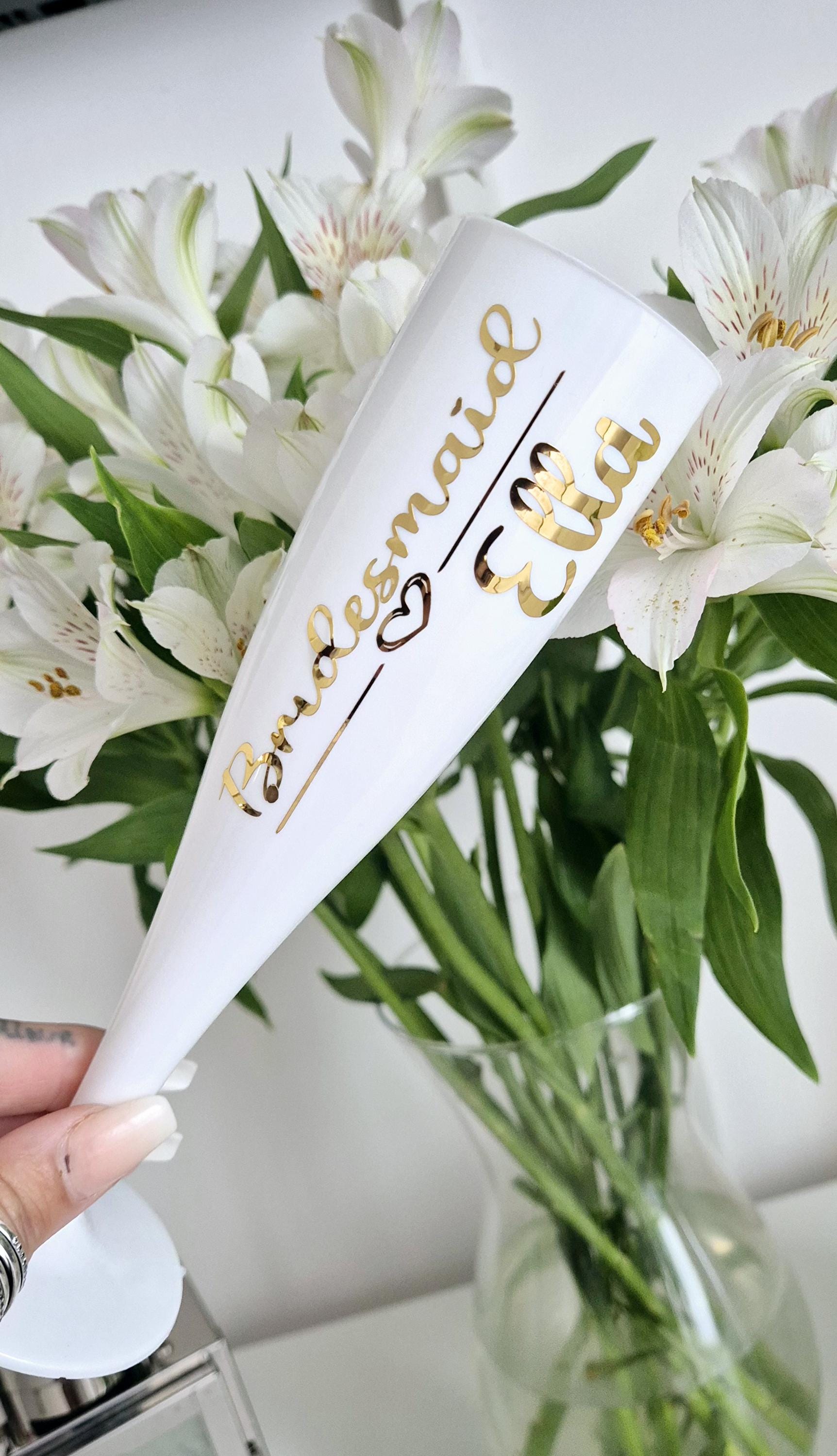 Personalised white Champage Flute- prom.gift- bridal gift- Hen party - Wedding - Plastic champange flutes