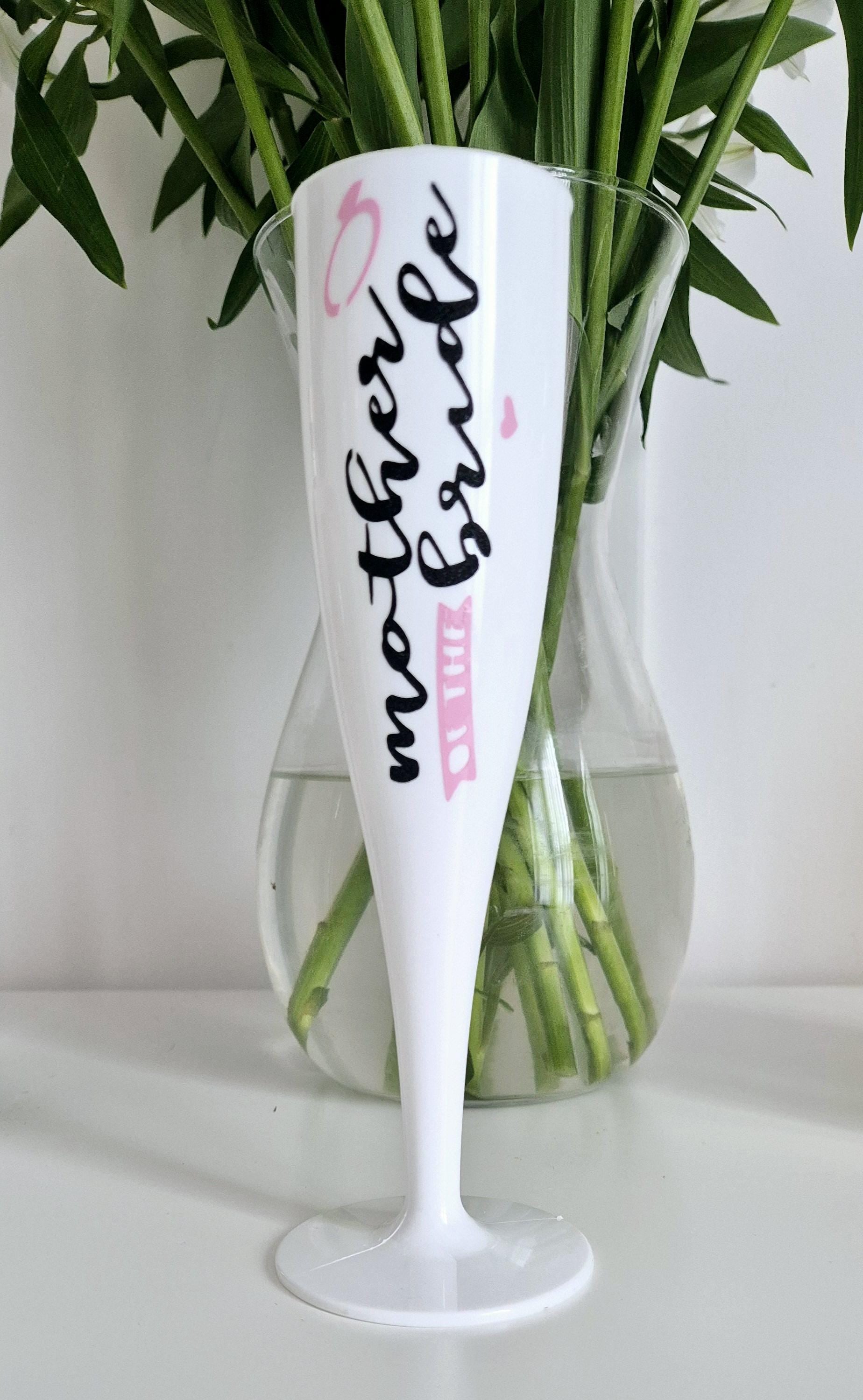 Personalised white Champage Flute- prom.gift- bridal gift- Hen party - Wedding - Plastic champange flutes