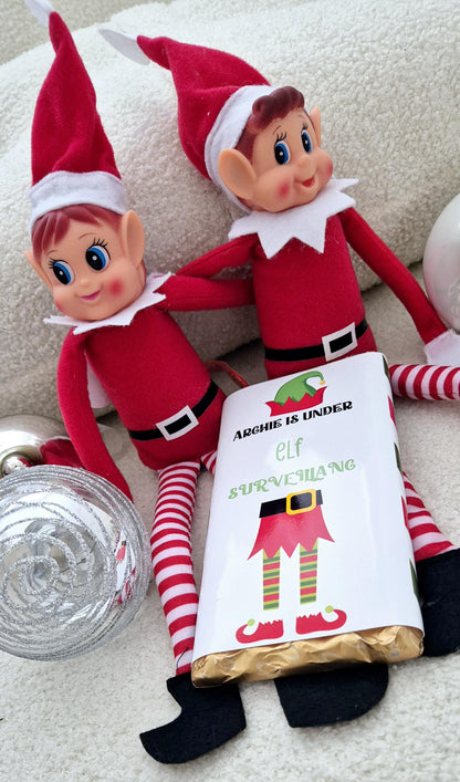 Personalised Christmas elf surveillance chocolate bar