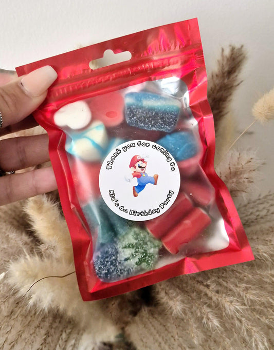 Large Mario inspired sweet bags - Mario theme - Party favours - Sweet bags - Birthday- prefilled sweetbags