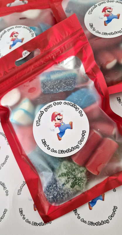 Large Mario inspired sweet bags - Mario theme - Party favours - Sweet bags - Birthday- prefilled sweetbags