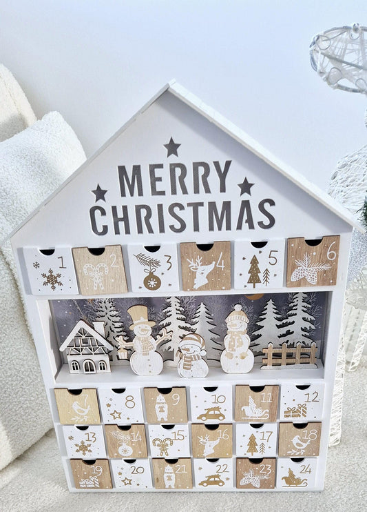 Wooden Merry Christmas LED advent calender