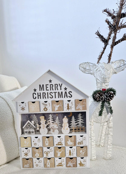 Wooden Merry Christmas LED advent calender