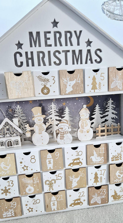 Wooden Merry Christmas LED advent calender