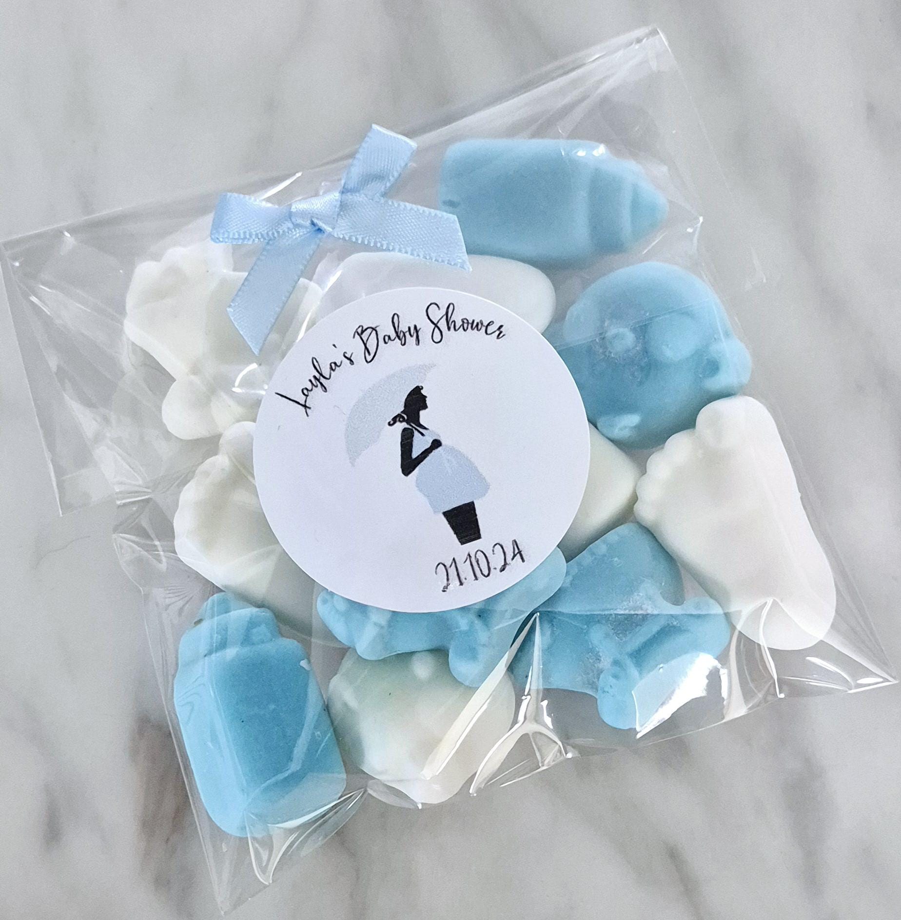 Baby shower sweet favours- Gender reveal sweet bags- personalised baby shower favours