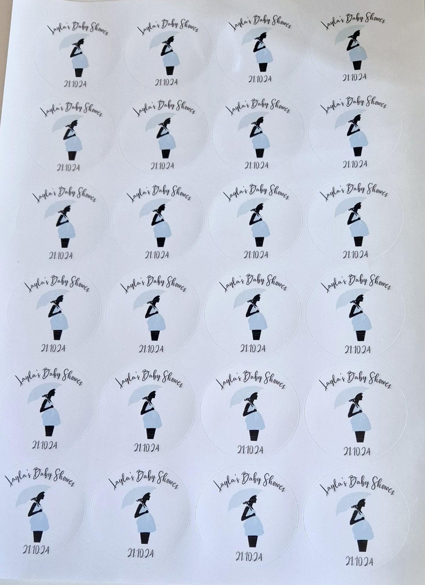 Baby shower personalised stickers